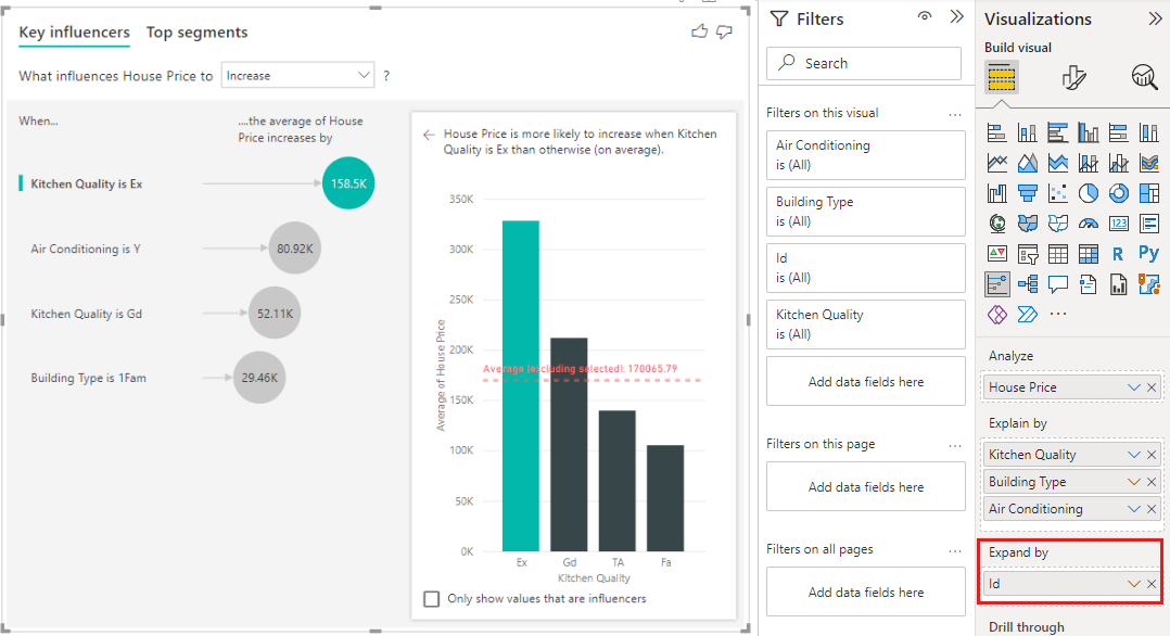 Screenshot that shows the house price visualization that depends on the three columns discussed in this section.