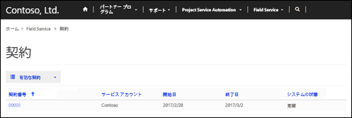 パートナー サイトで契約を表示します。