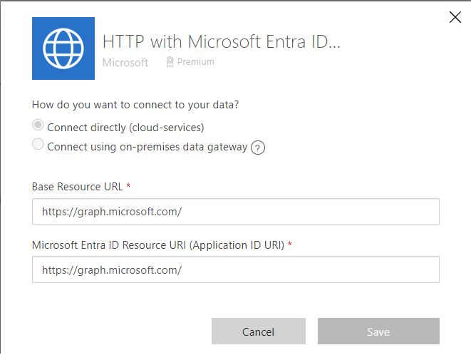Microsoft Entra 接続で HTTP を確立する