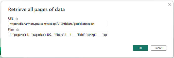 CloudBluePSA のすべてのデータ ページを取得することを示すスクリーンショット。