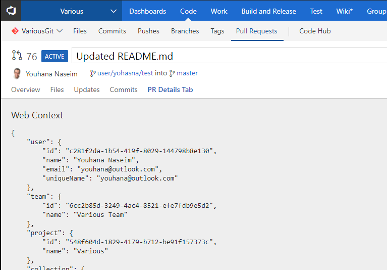 Git Pull Request Tab, TFS versions