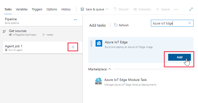 Azure IoT Edge タスクを追加する。