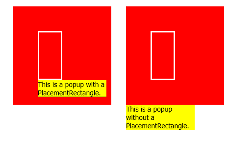 PlacementRectangle がある (またはない) ポップアップ