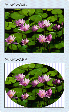 クリッピングを使用する (または使用しない) イメージ