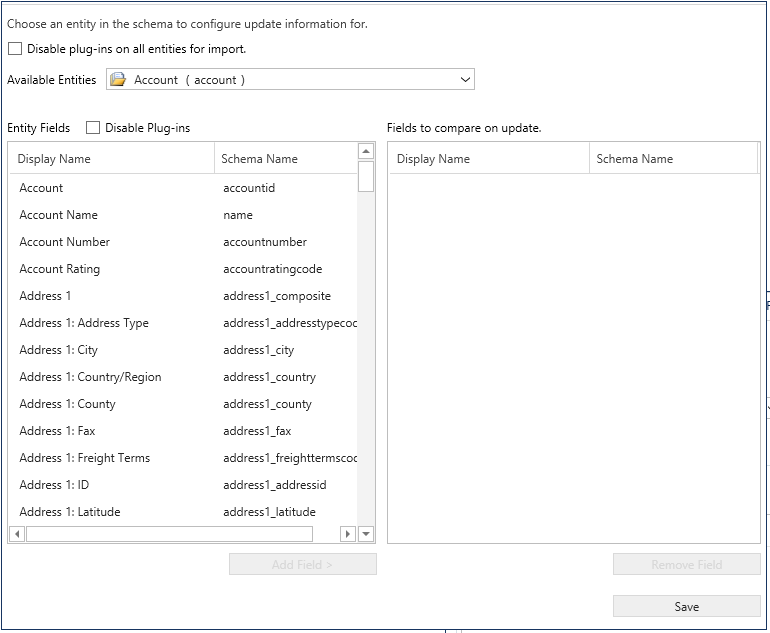 Dynamics CRM のインポート設定の構成