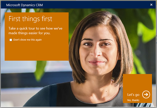 Dynamics CRM のスタートアップ ナビゲーション ツアー