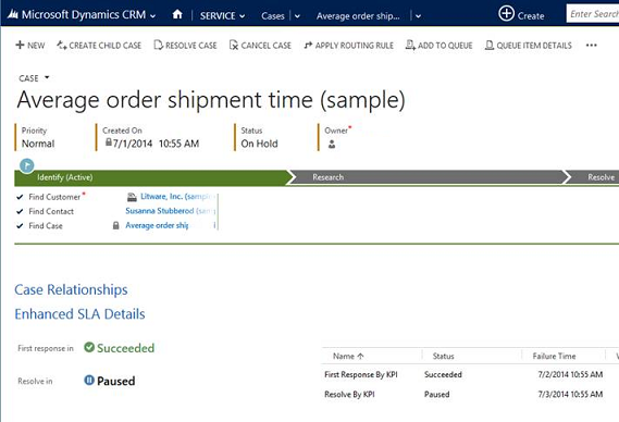 Dynamics CRM の拡張された SLA の詳細の表示