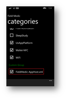 フィールド メディック: FieldMedic-AppHost.xml の選択