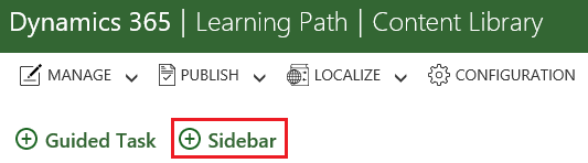 Learning Path Content Library で新しい Sidebar を作成するリンク