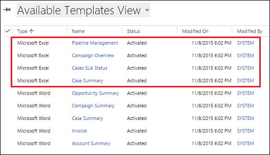 Dynamics 365 に含まれている Excel テンプレートの試用