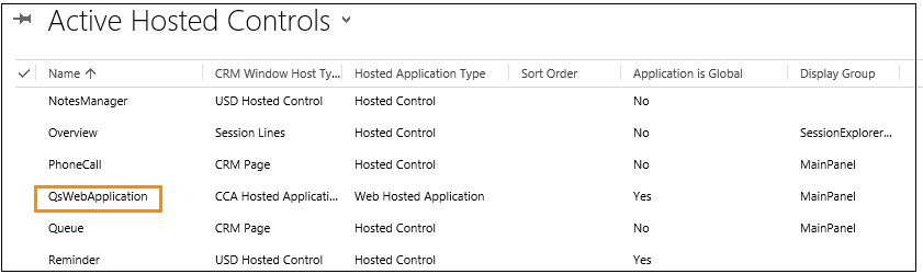 Dynamics 365 のホストされたコントロール リスト