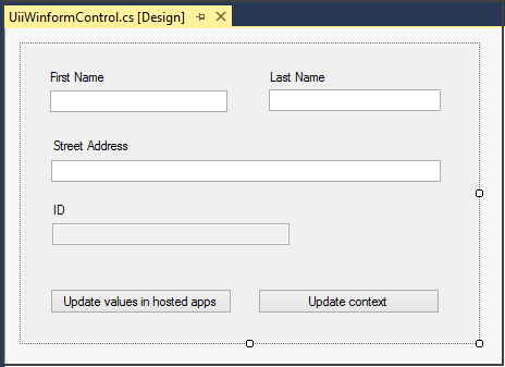 UII でホストされたコントロールのコントロールのレイアウト