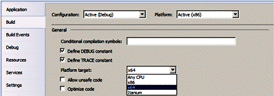 Console application Platform target x64 or Any CPU