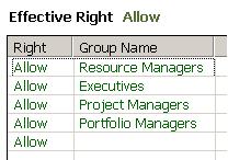 View Effective Rights ツール - クエリ結果