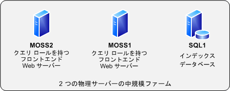 2 台の物理サーバー上にある中規模ファーム