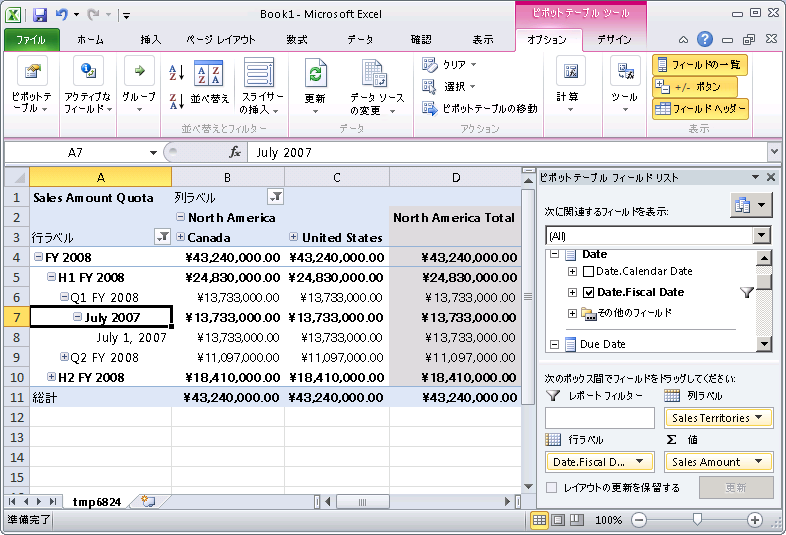 Sales Amount Quota の値