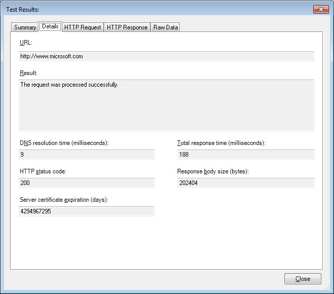 テスト結果の詳細タブ