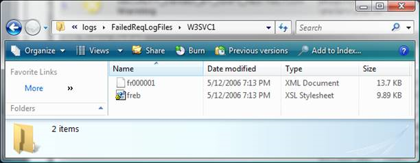 W 3 S V C 1 パスに移動するインターネット エクスプローラーを示すスクリーンショット。freb と f r 0 0 0 0 0 1 の 2 つのファイルが一覧表示されます。