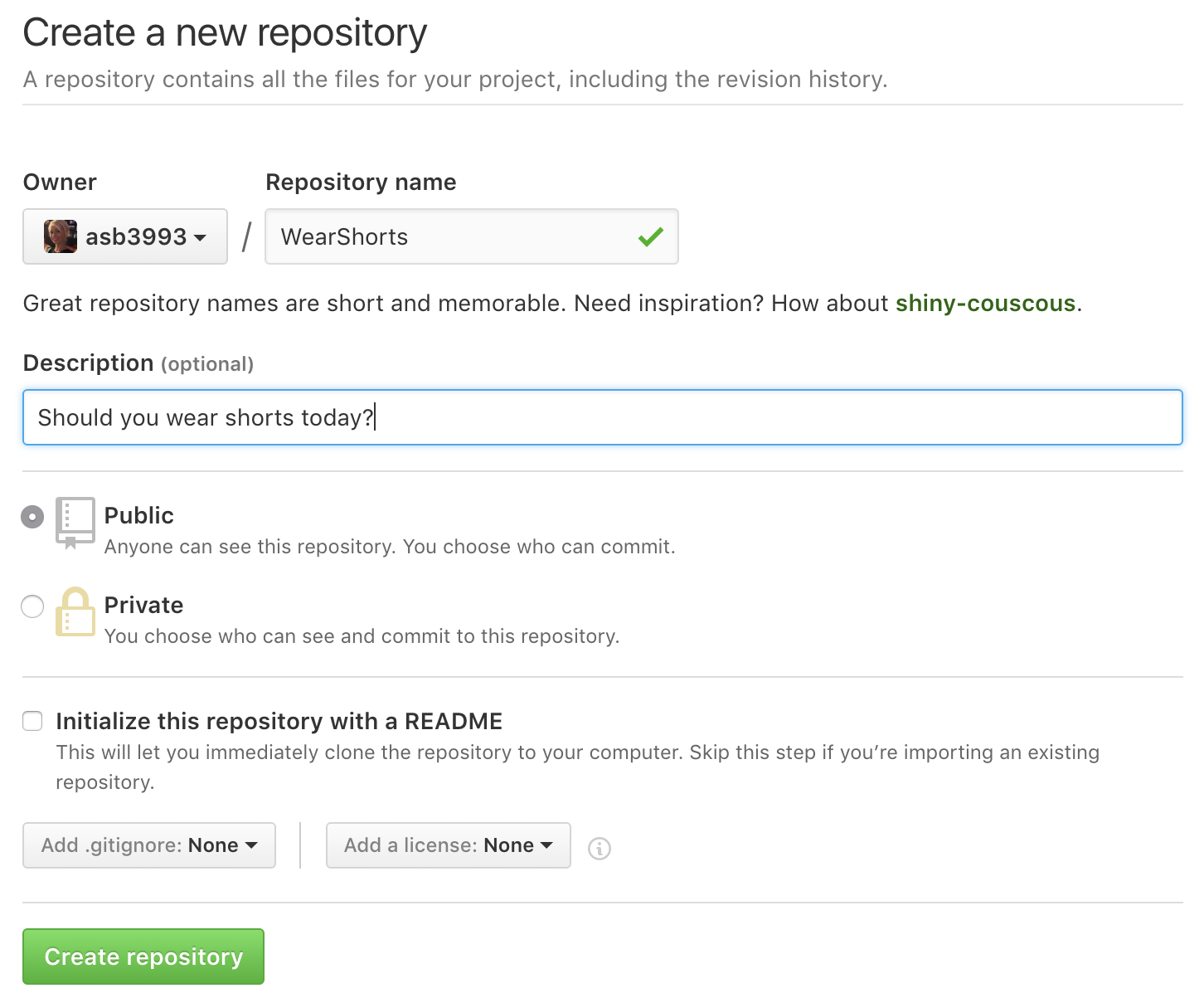 Set details of git repo