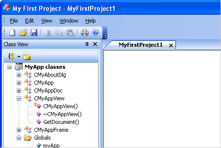 CMFCVisualManagerOffice2003 で表示された MyApp