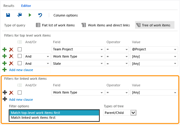 Tree query filters