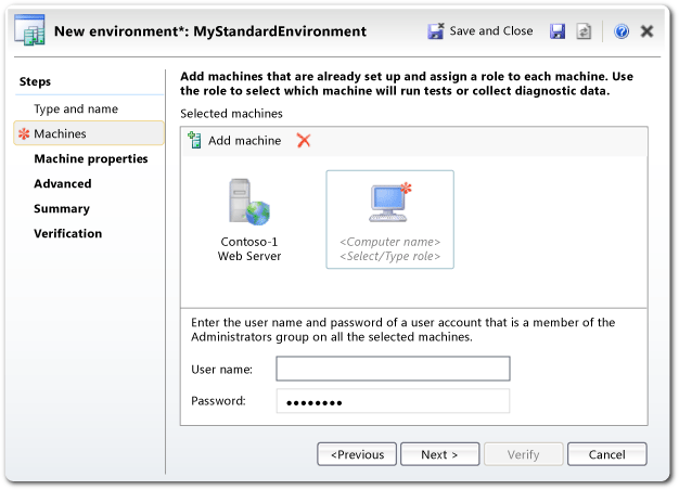 New Environment wizard: Add existing machines.