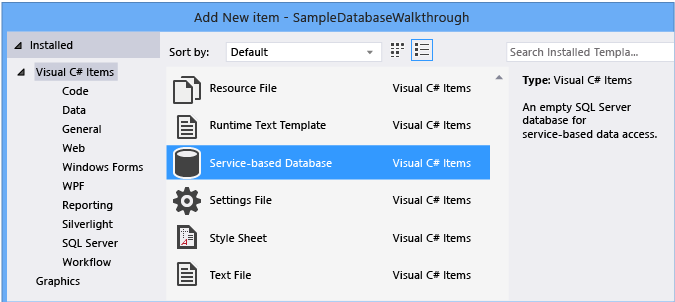 Item Templates dialog box