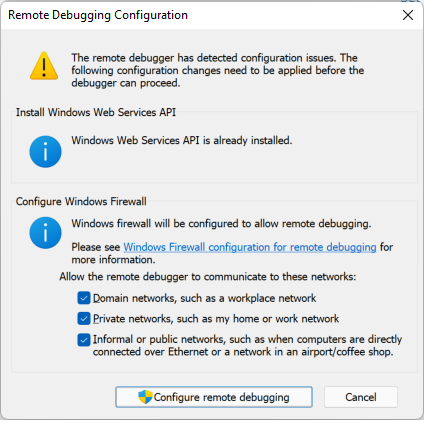 Remote Debugger configuration