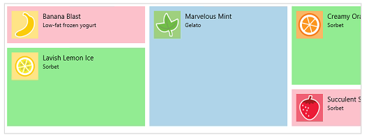 複数のサイズの項目を含む ListView