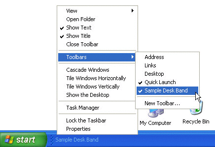 Screen shot of desk bands