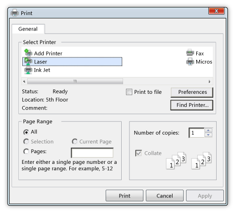 Silverlight Print Dialog