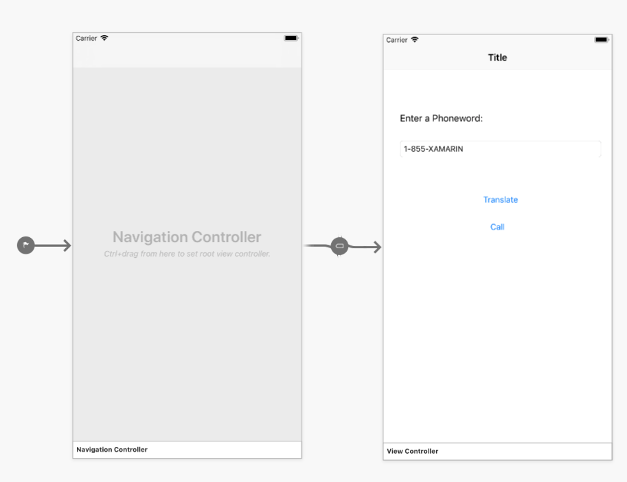 これで、ViewController がナビゲーション コントローラーのルート ビュー コントローラーになりました