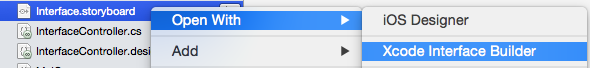 Xcode Interface Builder でストーリーボードを開く