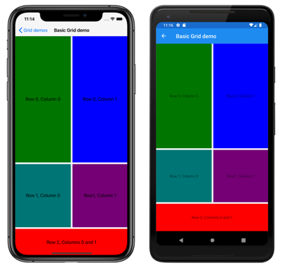 基本的な Grid レイアウトのスクリーンショット