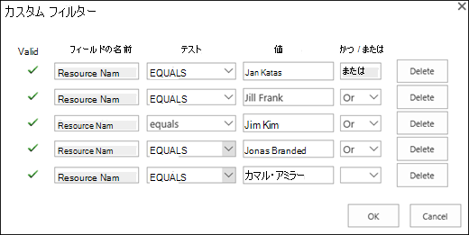 フィルターを使用して割り当てられたリソースを追加する。