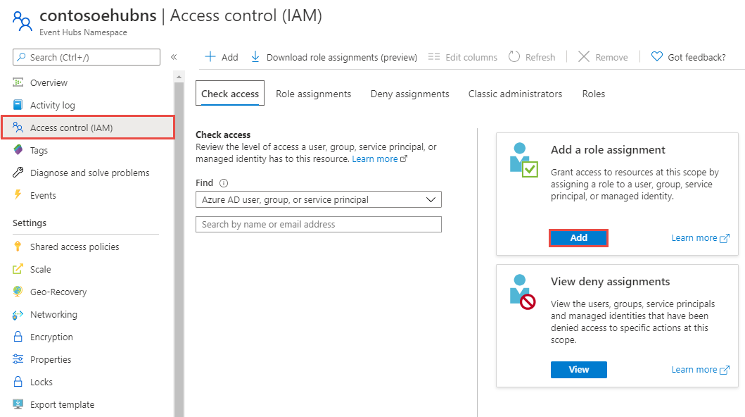 Access Control ページを示すスクリーンショット。