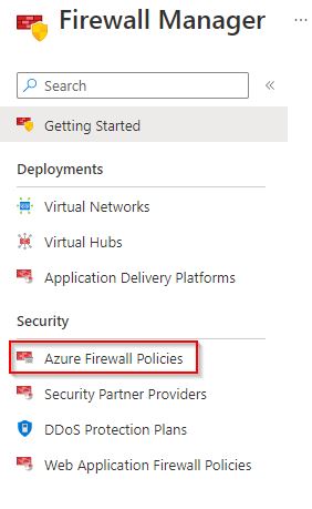 Microsoft Defender for Cloud で Azure ファイアウォール ポリシーを管理するスクリーンショットの例。