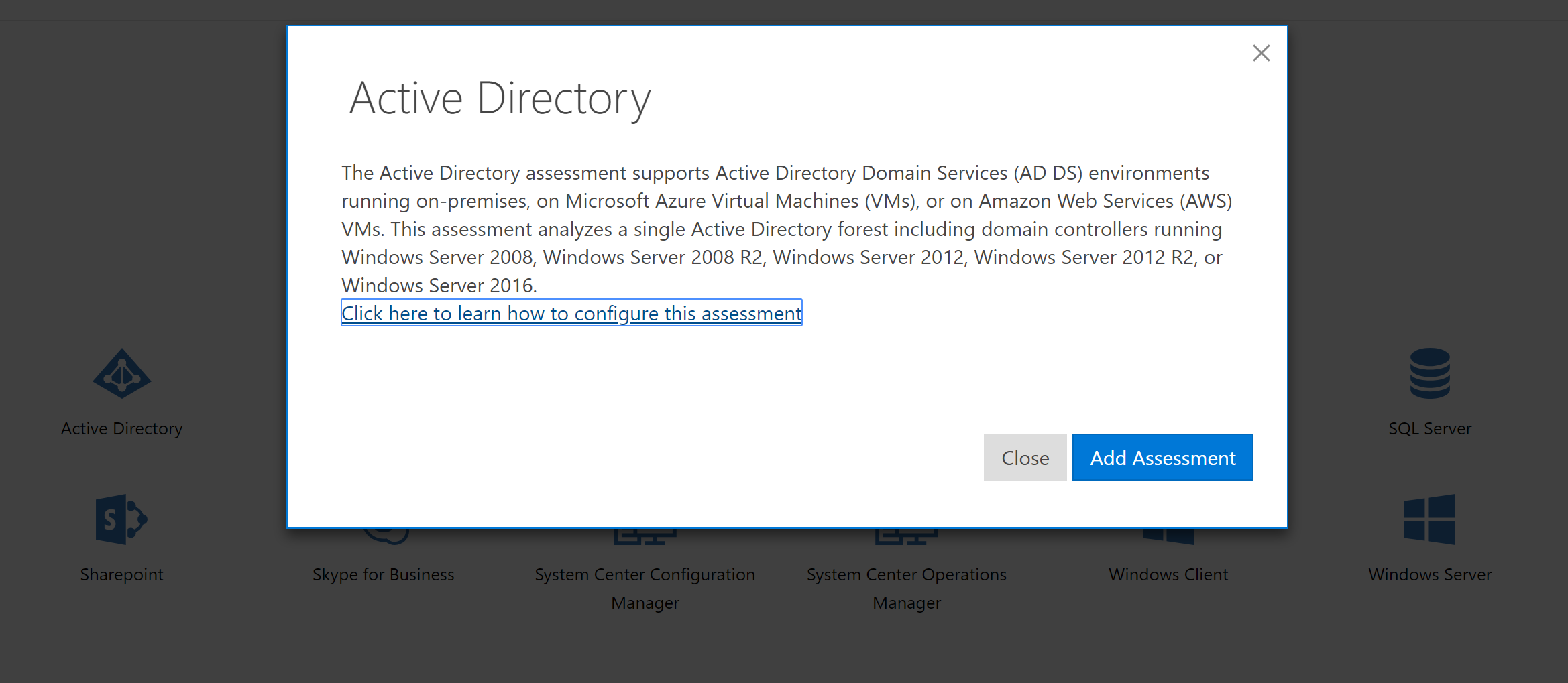 Entra ID サービス環境をサポートするための Active Directory 評価の説明。
