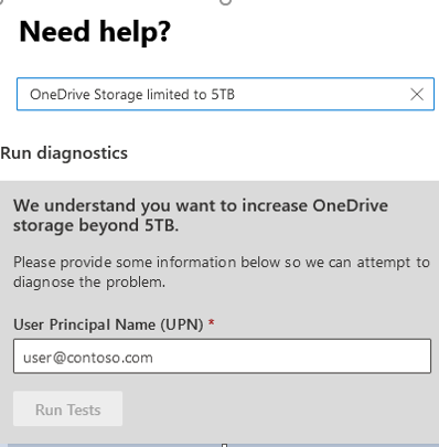 [ヘルプが必要] ウィンドウのスクリーンショット。OneDrive ストレージを 5 TB を超えて増やすことがわかっています。