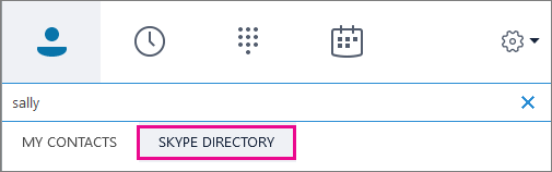 Skype Directory が強調表示されている場合は、Skype アカウントを持つユーザーを検索できます。