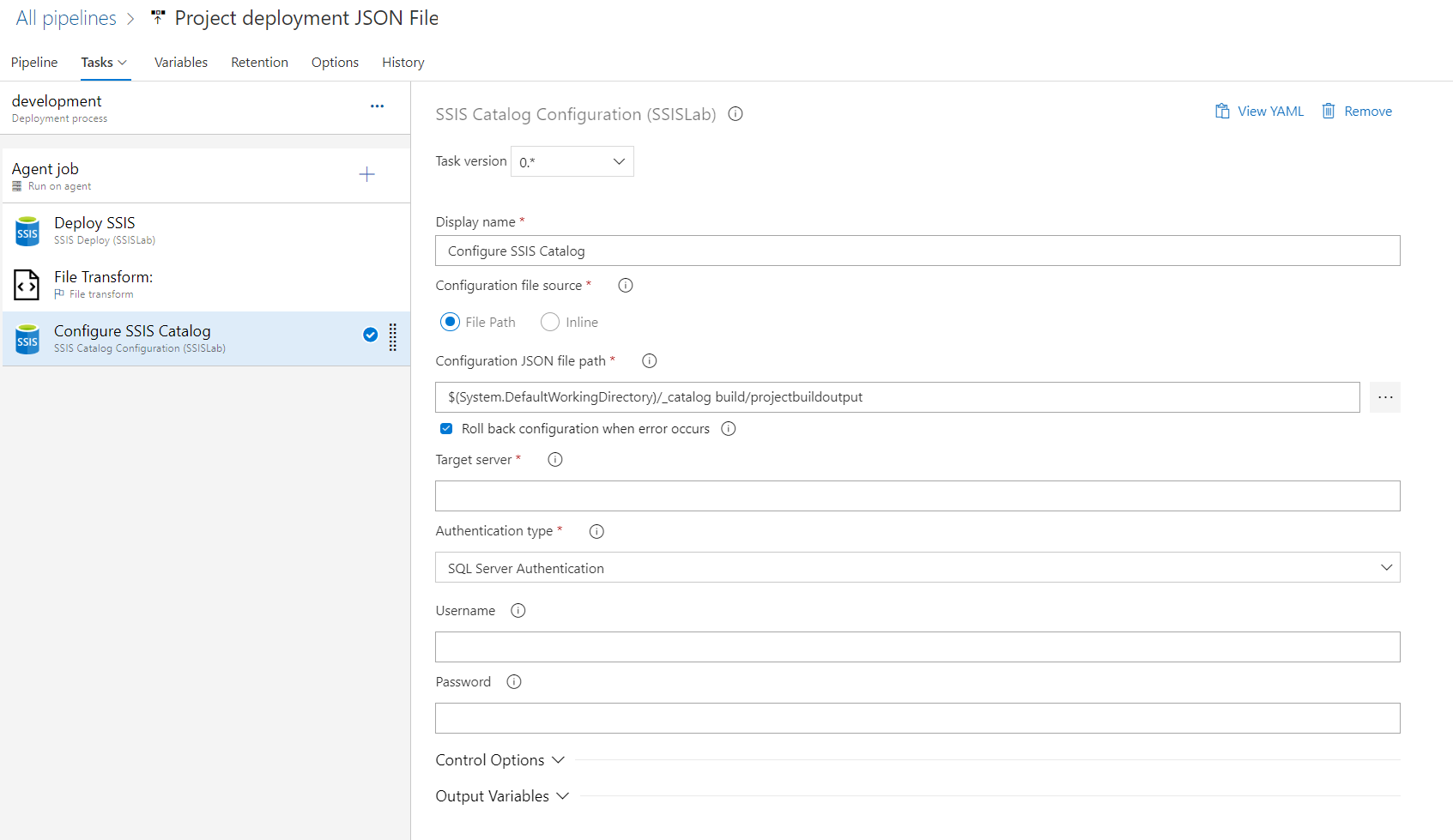 catalog configuration task