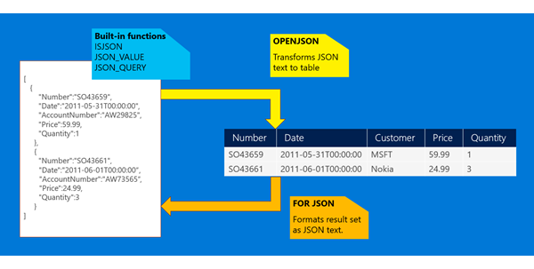 ビルトイン JSON サポートの概要を示す図。