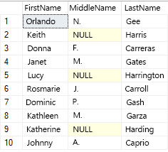 Screenshot of SQL query results with no mask.