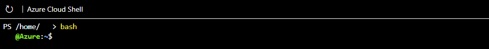 初期起動時の Azure BASH CLI のスクリーンショット。