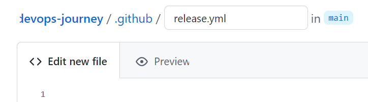 GitHub で release.yml ファイルを作成する方法のスクリーンショット。