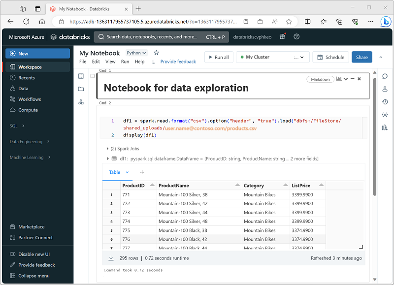 Azure Databricks ポータル