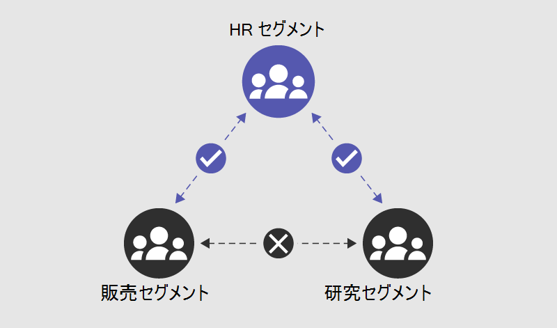 Diagram showing an example of segments in an organization.