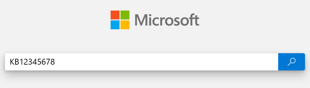 KB12345678が入力されている検索ボックスのスクリーンショット。 