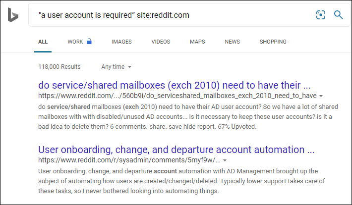 Reddit 検索結果のスクリーンショット。