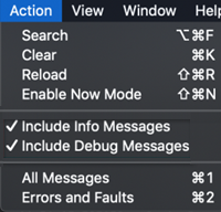 [情報メッセージを含める] オプションと [デバッグ メッセージを含める] オプションがオンになっていることを示すスクリーンショット。
